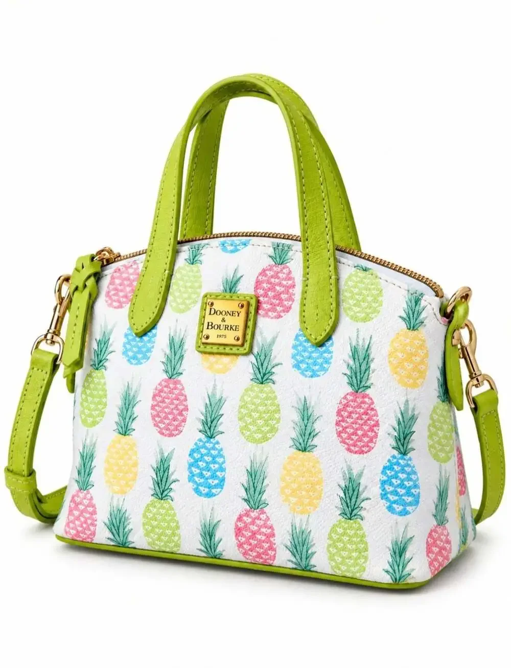 Dooney & Bourke Pineapple Satchel Crossbody Bag Lime Green Multicolor Tropical